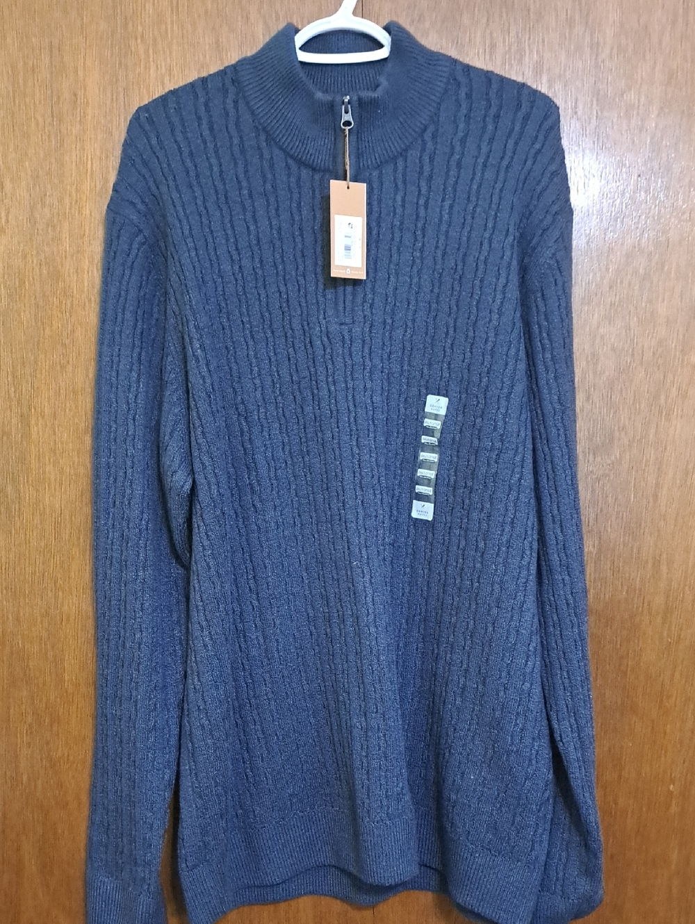 Denver Hayes Men's Cable-Knit Half-Zip Sweater - Navy
